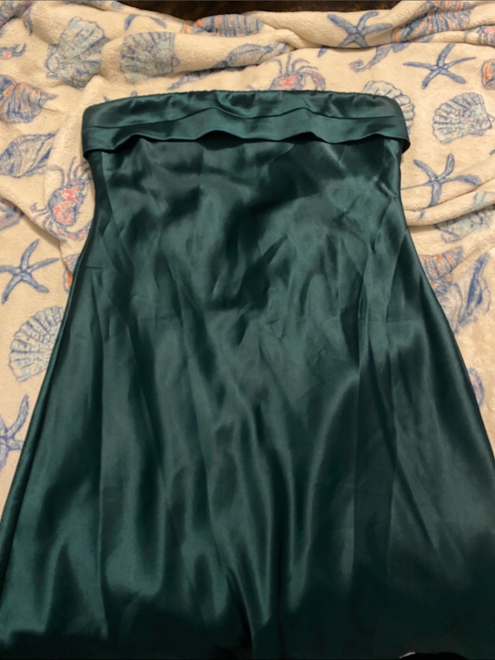 Altar'd State Strapless Satin Dress in Deep Teal